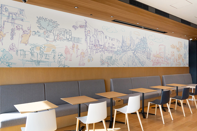 写真：建設風景を描いたウォールアート